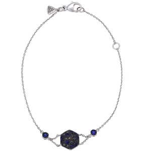 Stephen Webster 18K White Gold "Deco" Pave Blue Sapphire & Black Diamond Bracelet 