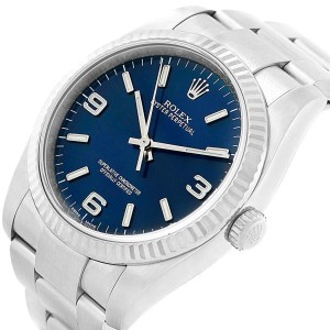 Rolex Oyster Perpetual 116034 Stainless Steel & 18K White Gold Blue Dial 36mm Mens Watch