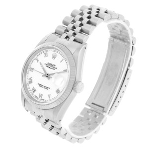 Rolex Datejust 16234 Stainless Steel & 18K White Gold White Roman Dial 36mm Mens Watch
