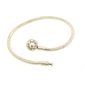 Sterling Silver Pandora Charm Bracelet Smooth Ball Clasp 7.6" Version