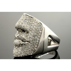 Sonia B. Diamond Face Ring 14k White Gold 2.5ct Pave 3D size 5
