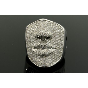 Sonia B. Diamond Face Ring 14k White Gold 2.5ct Pave 3D size 5