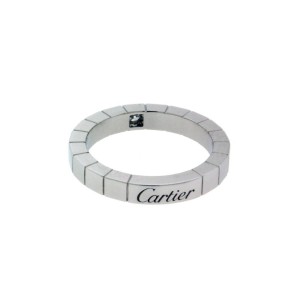 Cartier Lanieres diamond 18k white gold band ring size 50 (US 5.25)