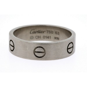 Mens Cartier Love Ring Band 18k White Gold size 63 US 10.5 Wedding Vintage 6mm
