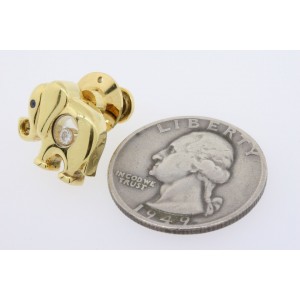 Chopard Happy Diamond Tie Tack Tac Lapel Pin Elephant Sapphire Eye 18k Gold 