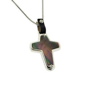 Stephen Webster England Made Me black mother of pearl Cross necklace