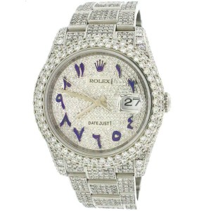 Rolex Datejust 36mm Pave Diamond Watch/16.9CT Bezel/Lugs/Bracelet/Arabic Dial