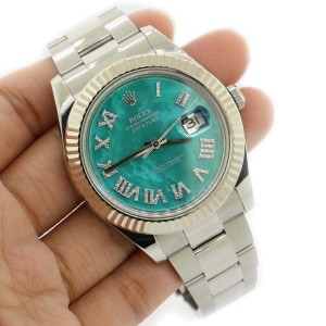 Rolex Datejust II 41MM Oyster Watch w/Royal Turquoise MOP Diamond Dial 116334