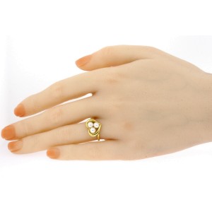 Mikimoto Heart 3 Pearl Ring 18k Gold size 5