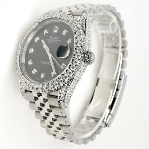 Rolex Datejust 41 Steel Jubilee Watch 5.9CT Diamond Bezel/Lugs/Sides/Black Dial
