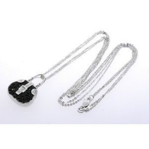 Mirabelle Purse Pendant Necklace 18k White Gold Sapphire Diamond Double Chain