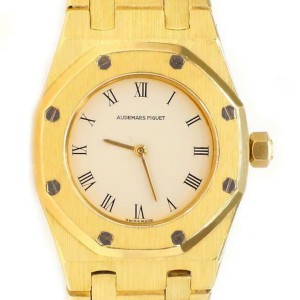 Audemars Piguet Royal Oak 18K Yellow Gold 26mm Lady Watch with Cream Roman Dial