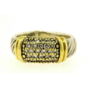 David Yurman Metro Diamond Ring Band 6mm wide Sterling Silver 18k Gold sz 5.75