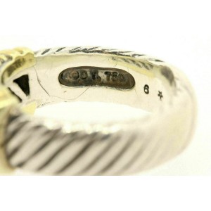 David Yurman Metro Diamond Ring Band 6mm wide Sterling Silver 18k Gold sz 5.75