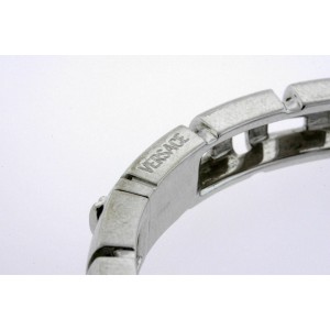 Versace Bracelet 18k White Gold Bangle Greek Key Design 7" 35.9g Heavy 