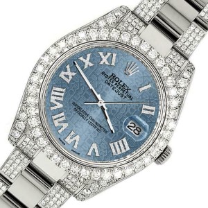 Rolex Datejust II 41mm Diamond Bezel/Lugs/Bracelet/Blue Jubilee Roman Dial Watch