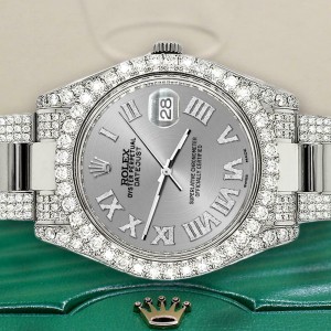 Rolex Datejust II 41mm Diamond Bezel/Lugs/Bracelet/Silver Roman Dial Steel Watch