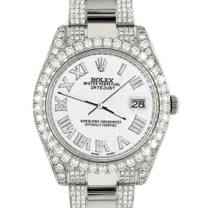 Rolex Datejust II 41mm Diamond Bezel/Lugs/Bracelet/White Jubilee Roman Watch