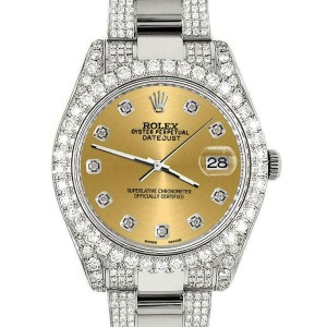 Rolex Datejust II 41mm Diamond Bezel/Lugs/Bracelet/Champagne Diamond Dial Watch