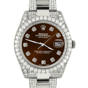 Rolex Datejust II 41mm Diamond Bezel/Lugs/Bracelet/Chocolate Diamond Dial Watch