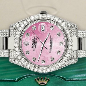 Rolex Datejust II 41mm Diamond Bezel/Lugs/Bracelet/Pink Flower Dial Watch