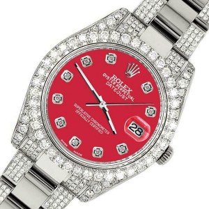 Rolex Datejust II 41mm Diamond Bezel/Lugs/Bracelet/Scarlet Red Dial Watch