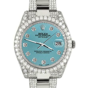 Rolex Datejust II 41mm Diamond Bezel/Lugs/Bracelet/Turquoise Diamond Dial Watch