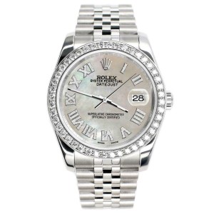 Rolex Datejust 116200 36mm 2.0ct Diamond Bezel/Champagne MOP Diamond Roman Watch