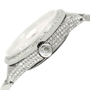 Rolex Datejust 36mm Steel Watch 2.85ct Diamond Bezel/Pave Case/Pink Flower Dial