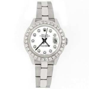 Rolex Datejust 26mm Steel Watch 1.3ct Diamond Bezel/White Diamond Dial
