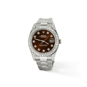 Rolex Datejust II 41mm 4.5CT Diamond Bezel/Lugs/Chocolate Dial Watch 