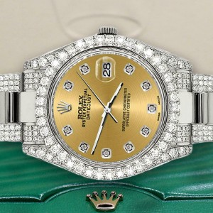 Rolex DatejustII 41mm 10.3CT Diamond Bezel/Case/Bracelet/ChampagneDial