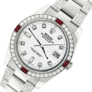 Rolex Datejust 36mm 4.5Ct Diamond Bezel/Bracelet/White Jubilee Dial 116200 Watch