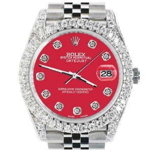 Rolex Datejust 41mm 5.9CT Bezel/Lugs/Sides/Scarlet Red Dial 126300 