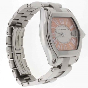 Cartier Roadster Coral Dial Limited Edition Steel Ladies Watch 
