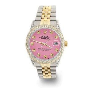 Rolex Datejust 2-Tone 36mm 1.4ct Diamond Bezel/Lugs/Hot Pink Dial Jubilee Watch