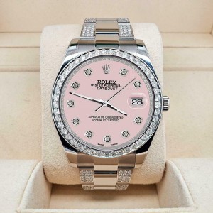 Rolex Datejust II 41mm 5ct Diamond Bezel/Bracelet/Orchid Pink Dial Watch 116300