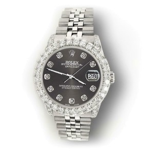 Rolex Datejust 31mm 2.95ct Diamond Bezel/Lugs/Rhodium Grey Dial Midsize Watch