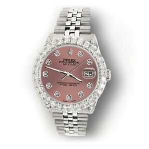 Rolex Datejust 31mm 2.95ct Diamond Bezel/Lugs/Salmon Dial Steel Midsize Watch