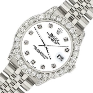 Rolex Datejust 31mm 2.95ct Diamond Bezel/Lugs/White Dial Steel Midsize Watch
