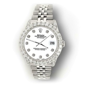 Rolex Datejust 31mm 2.95ct Diamond Bezel/Lugs/White Dial Steel Midsize Watch