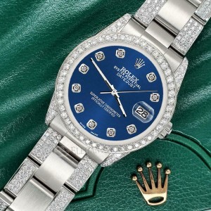 Rolex Datejust 31mm 3.5ct Diamond Bezel/Lugs/Bracelet/Cobalt Blue Dial Watch