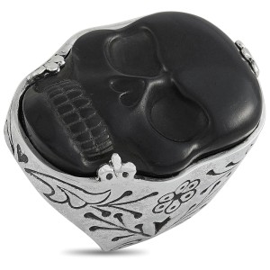 King Baby Large Jet Classic Skull Ring In Sterling Silver Unisex