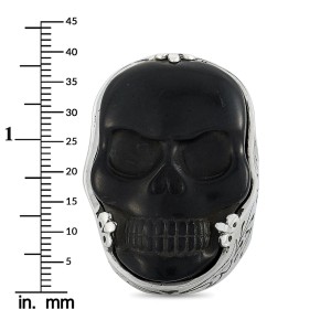 King Baby Large Jet Classic Skull Ring In Sterling Silver Unisex