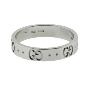 Gucci Icon Thin Band Ring In 18K White Gold Size 8.25