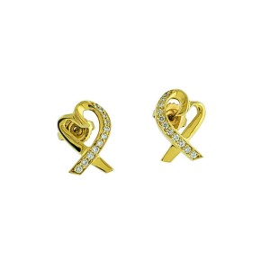 Tiffany & Co Paloma Picasso Loving Heart Diamond Earrings In 18K Yellow Gold