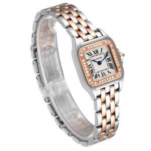 Cartier Panthere Ladies Steel Rose Gold Diamond Watch W3PN0006 Box Papers