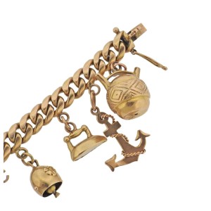 1940s Multi Charm Gold Bracelet