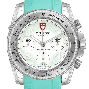 Tudor Grantour Turquoise Strap Steel Diamond Ladies Watch 20310 Unworn