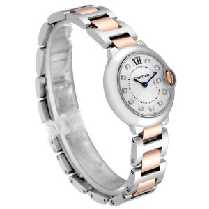 Cartier Ballon Bleu Steel Rose Gold Diamond Ladies Watch WE902030